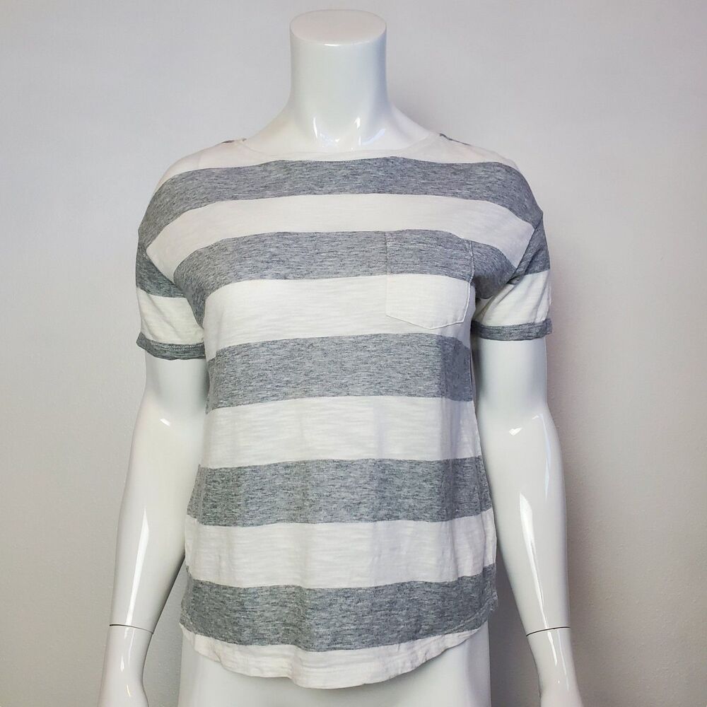 Old Navy Gray White Stripe Tee